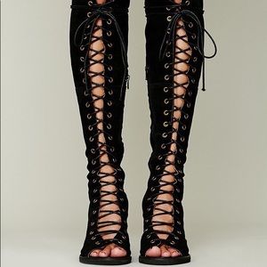 Jeffery CampbellxFree People LaceUp KneeHigh Boots